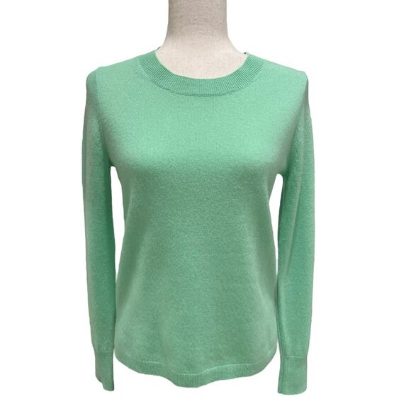 J. Crew Classic-Fit Crewneck Sweater 100% Cashmere Frosty Mint Green Size Small - Picture 2 of 7